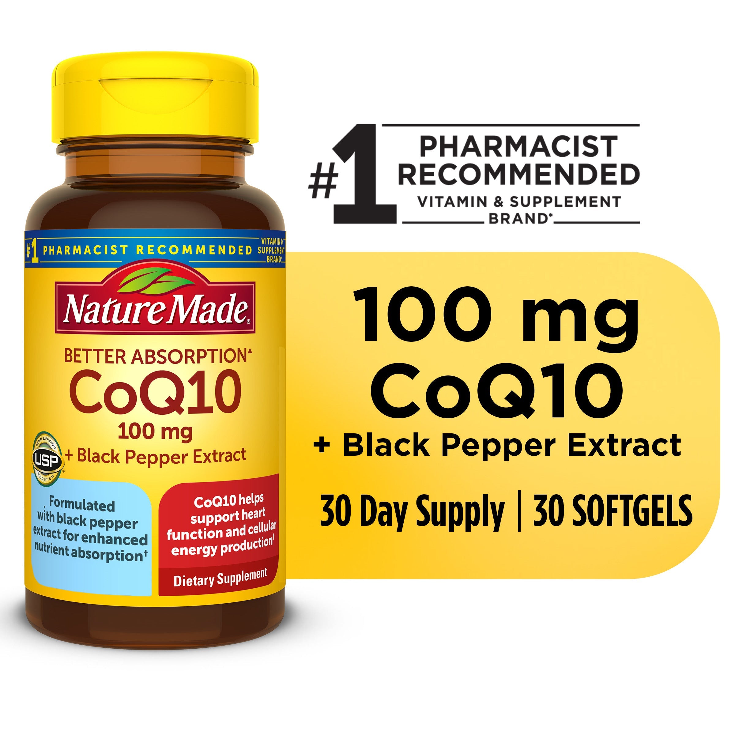Nature Made CoQ10 100 Mg me Ekstrakt Piperi të Zi Softgels