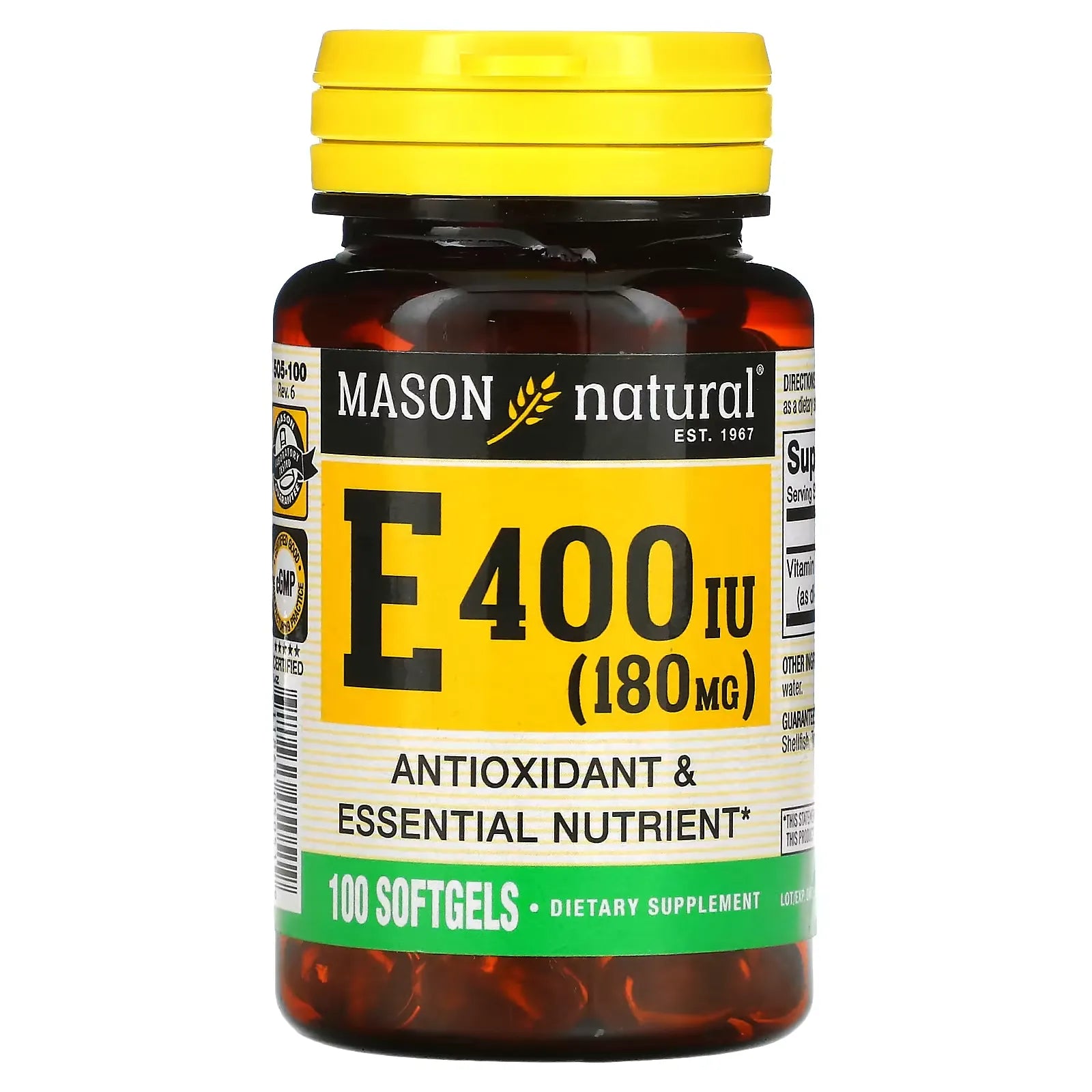 Mason Natural 400 IE (180 mg) Vitamin E, 100 Weichkapseln