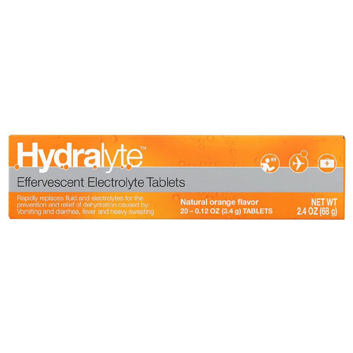 Tableta Elektrolitesh Shkumëzuese Hydralyte, Shije Portokalli Natyrale