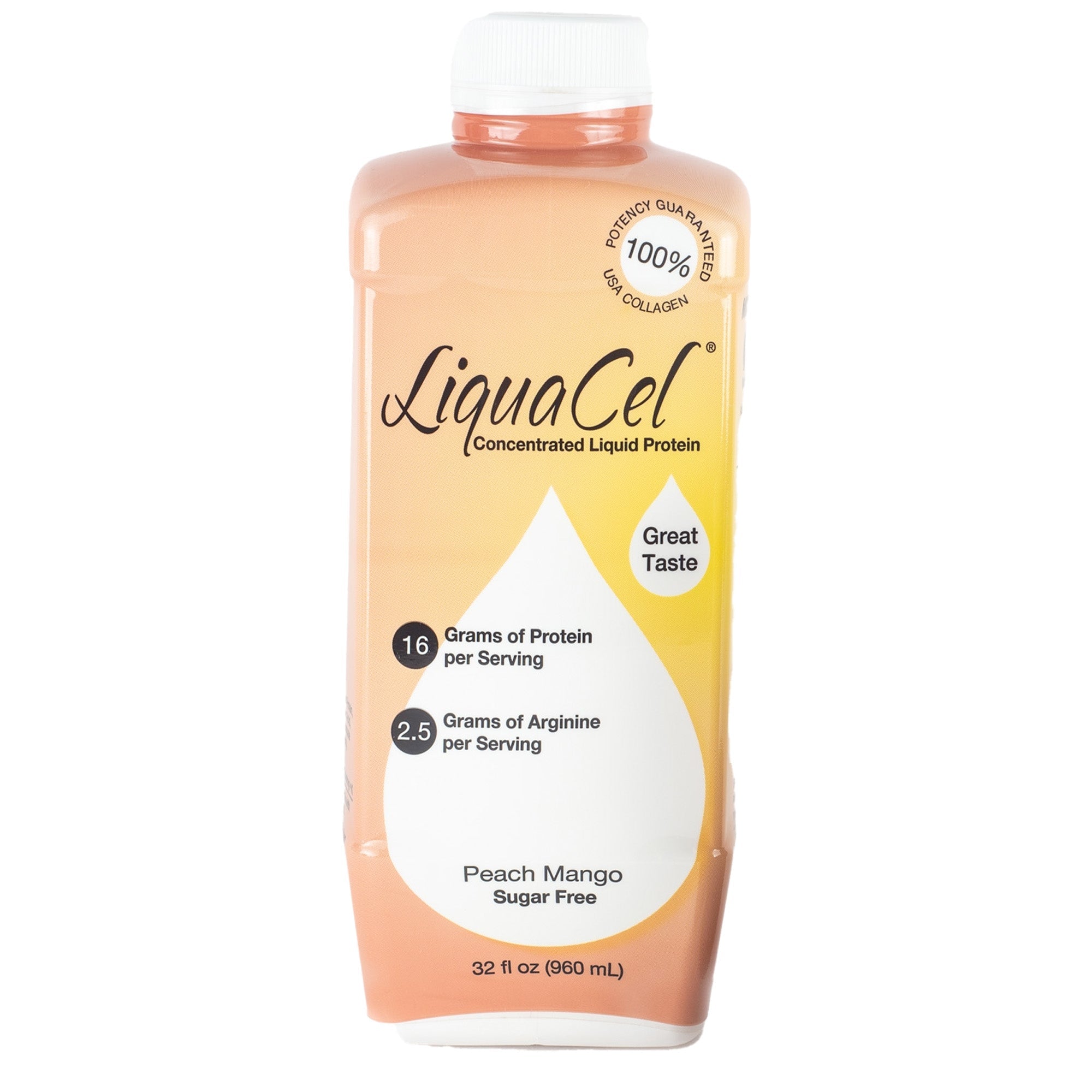 LiquaCel Global Health Products In, Oral Protein Supplement Pfirsich-Mango-Geschmack 32 Oz. Flasche gebrauchsfertig, 6er-Pack