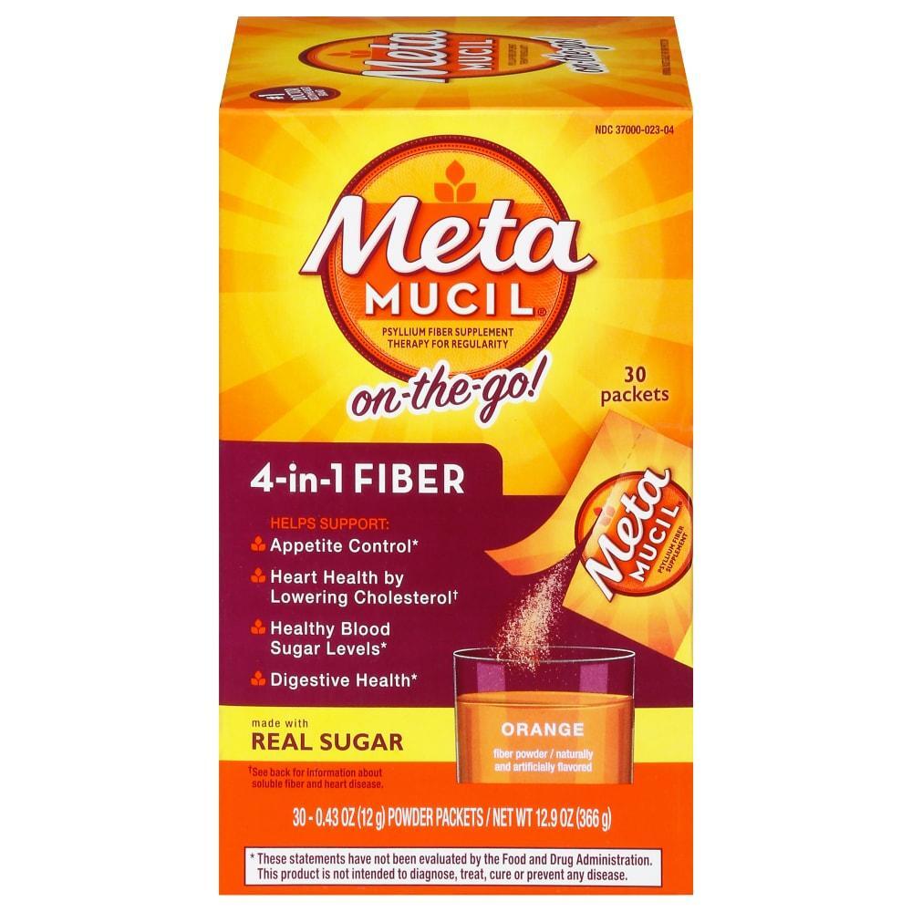 Metamucil Tägliche Ballaststoffpulver-Portionsbeutel, Orange Smooth Geschmack, 30 Stück