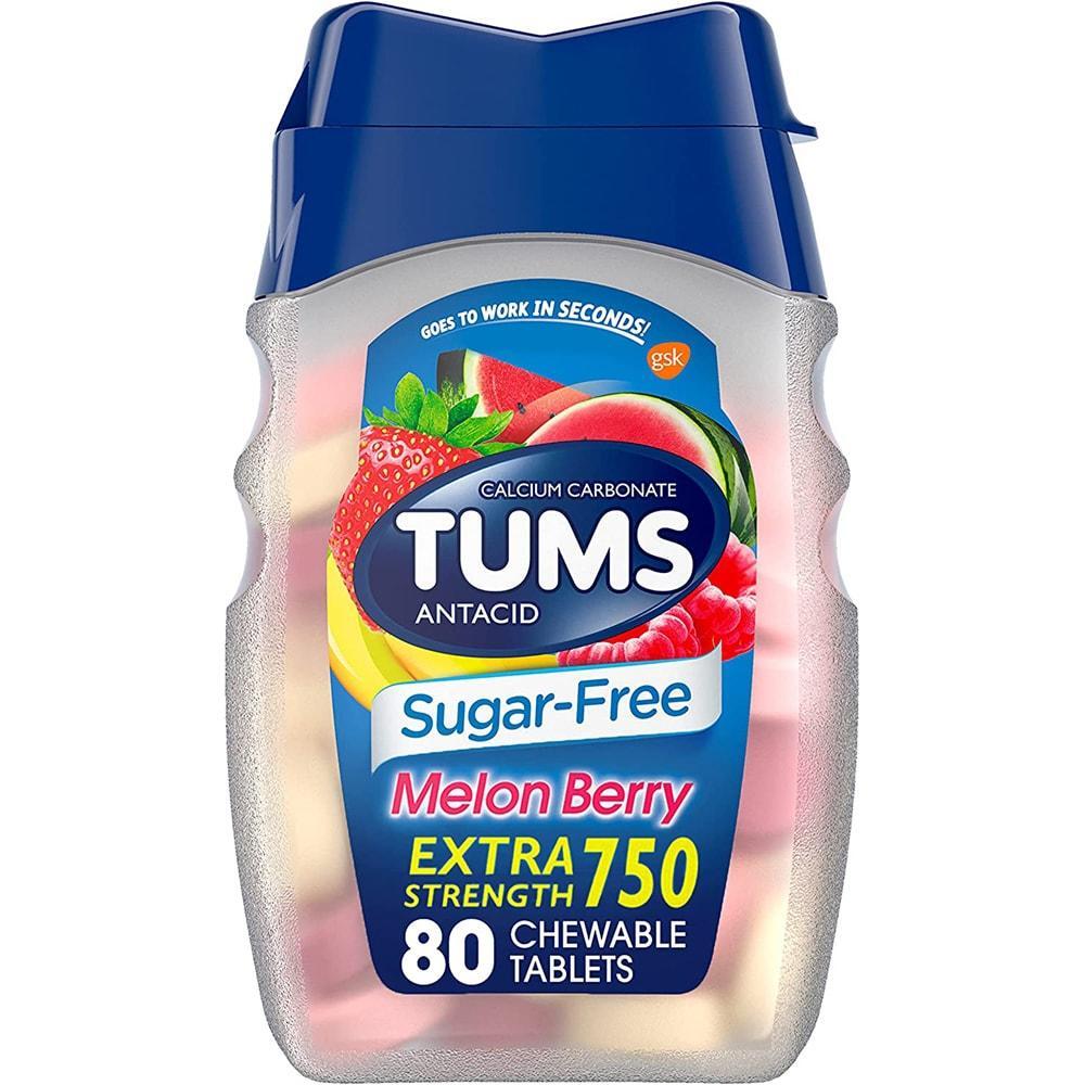 Tums Zuckerfreie Antazida-Kautabletten mit extra Stärke, Melone-Beere