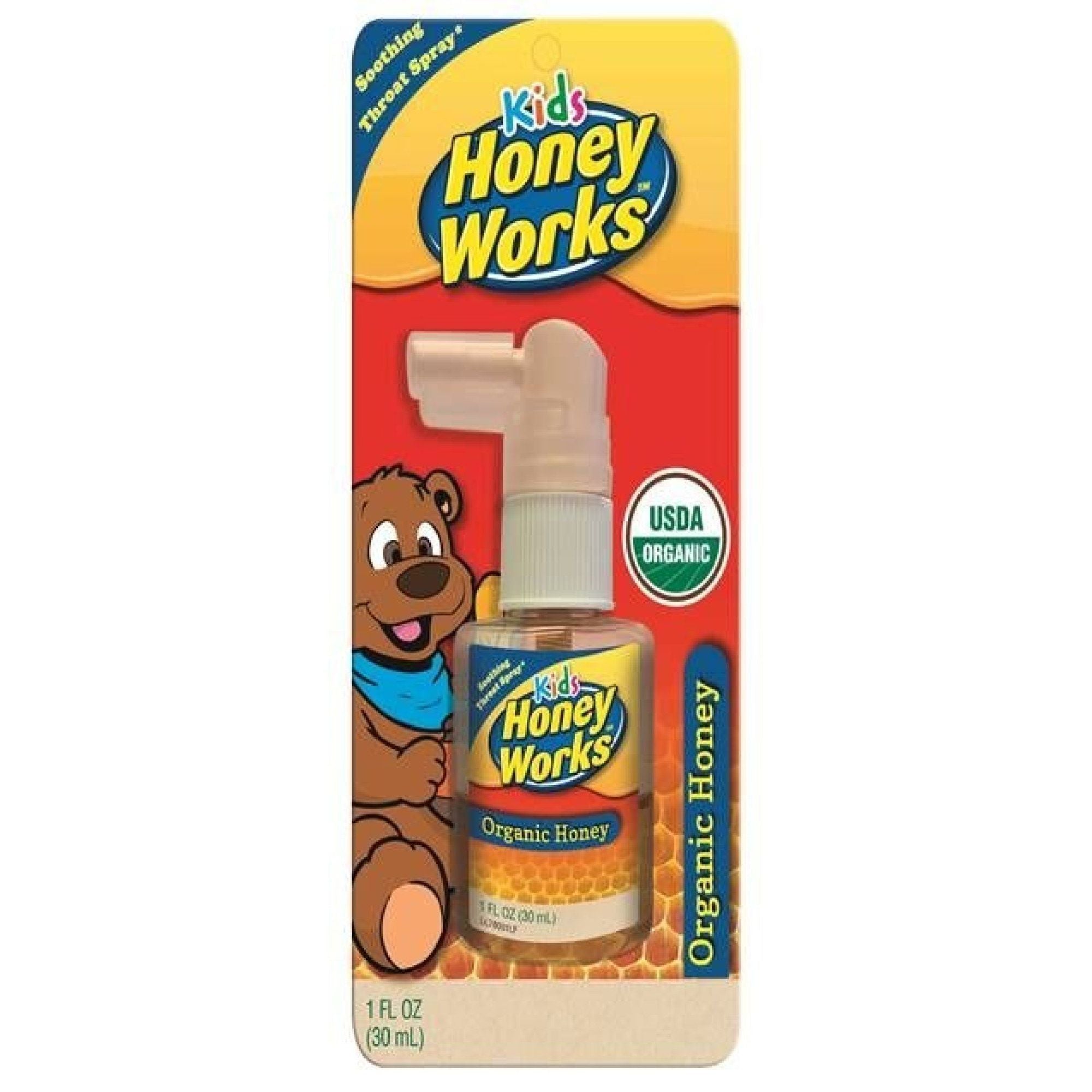 Honey Works Kids Organic Soothing Throat Spray + Zink - 1 Fl Oz