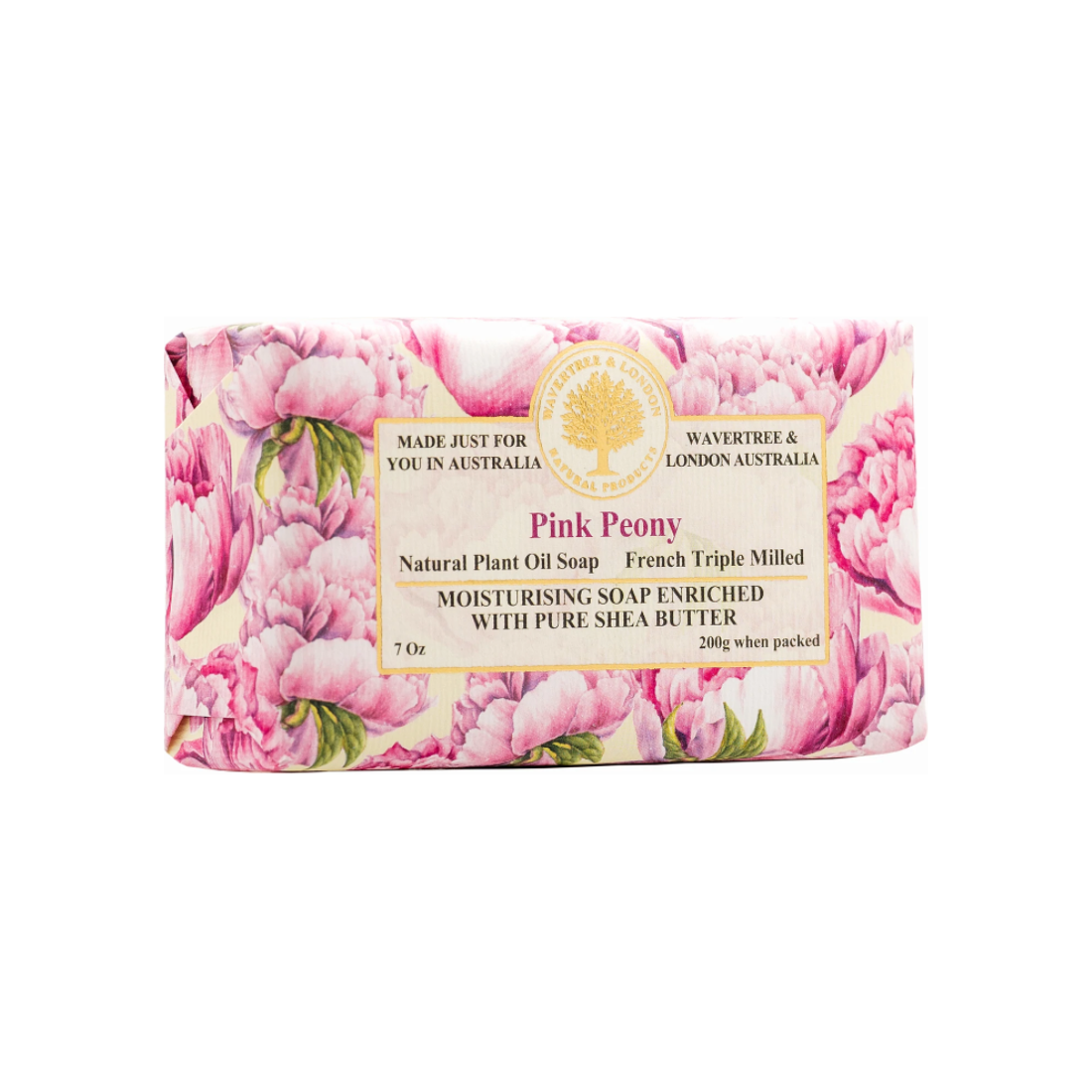 Wavertree & London Australische Luxus-Seifenleiste Rosa Pfingstrose, 198g