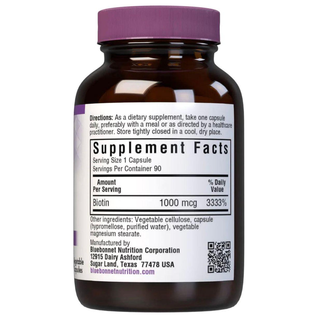 Bluebonnet Nutrition Vitamine Biotin 1000 mg - 90 pflanzliche Kapseln