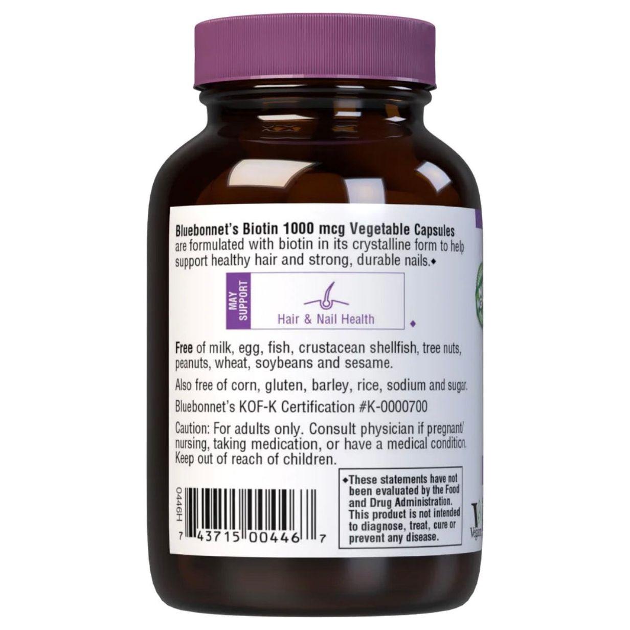Bluebonnet Nutrition Vitamine Biotin 1000 mg - 90 pflanzliche Kapseln