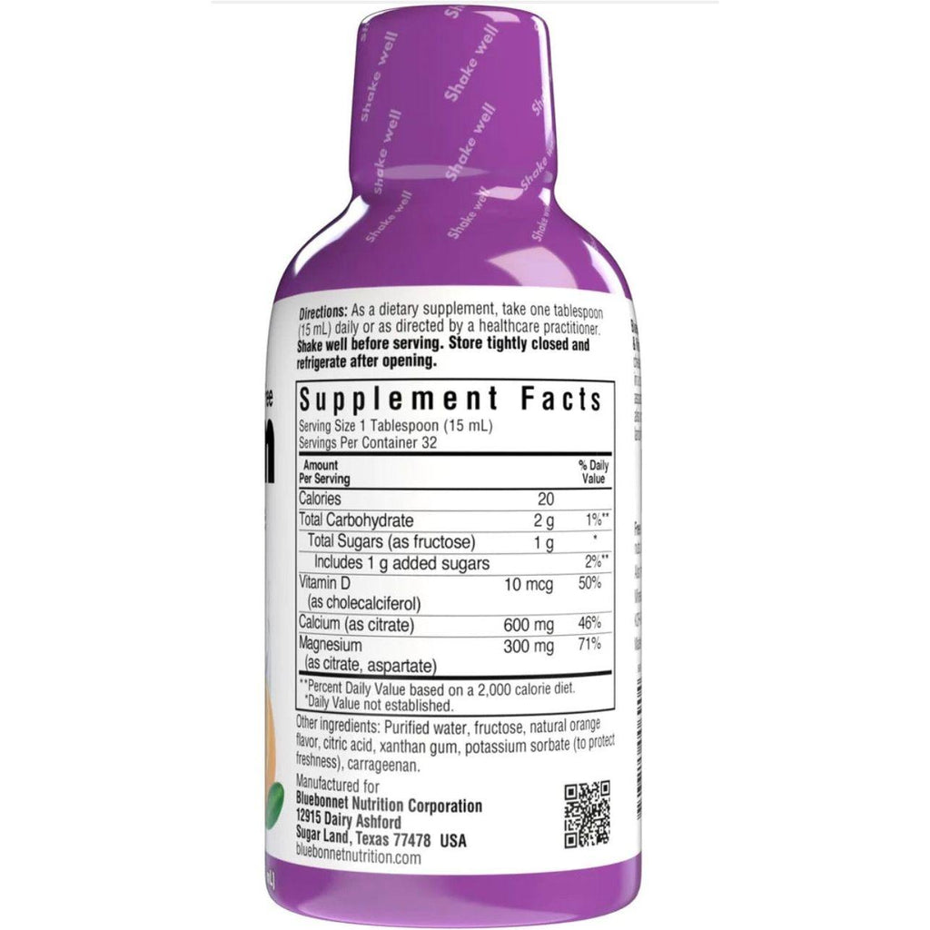 Bluebonnet Flüssiges Calcium Magnesium Citrat Plus Vitamin D3, Orange, 16 oz