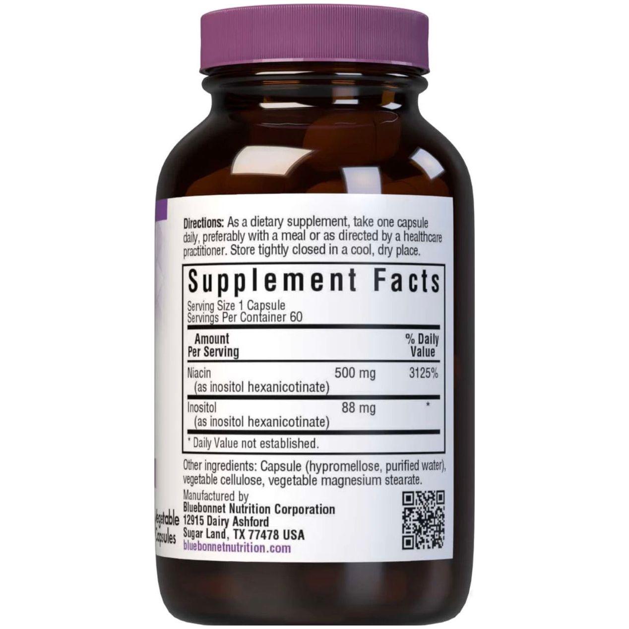 Bluebonnet Flush-Free Niacin 500 mg 60 pflanzliche Kapseln