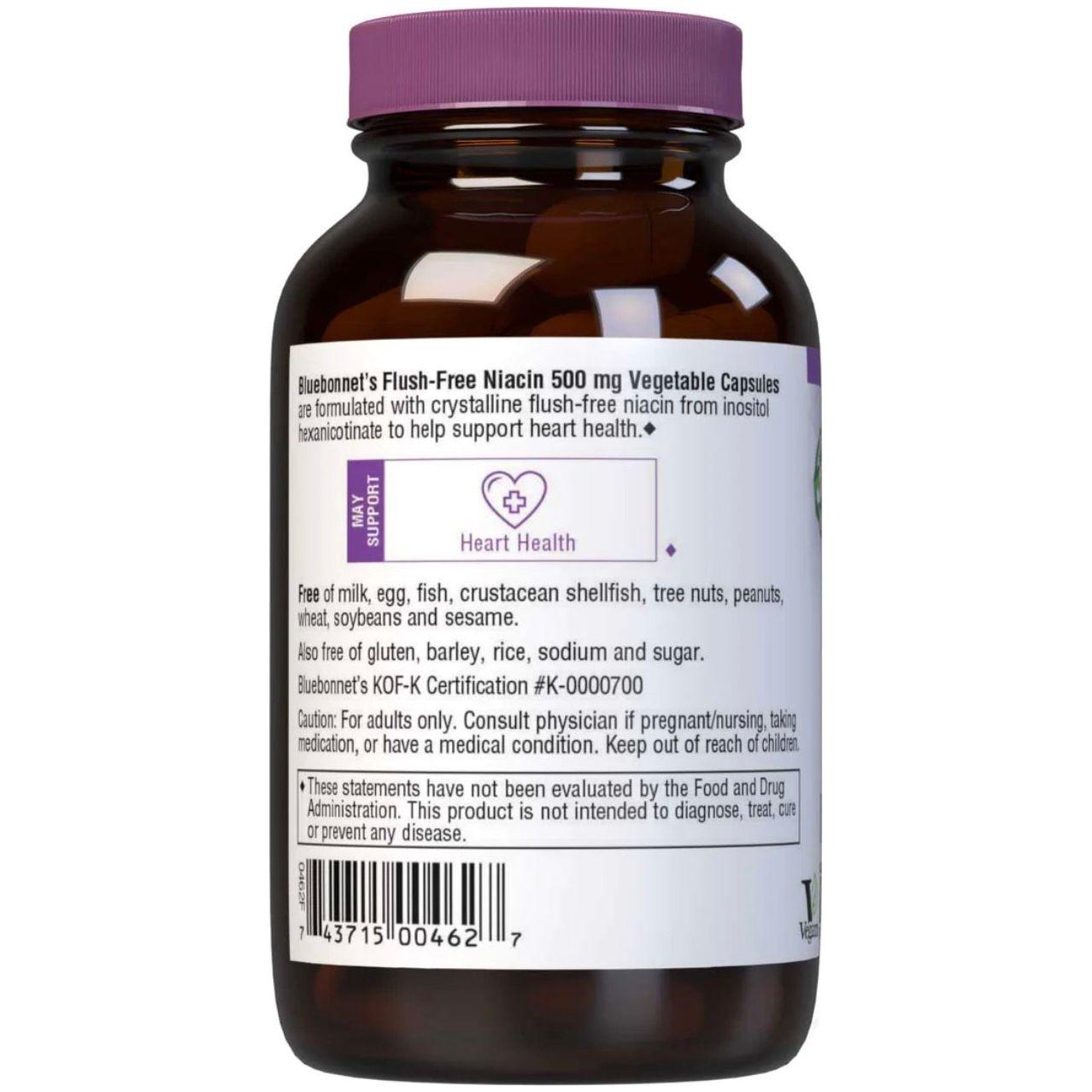 Bluebonnet Flush-Free Niacin 500 mg 60 pflanzliche Kapseln