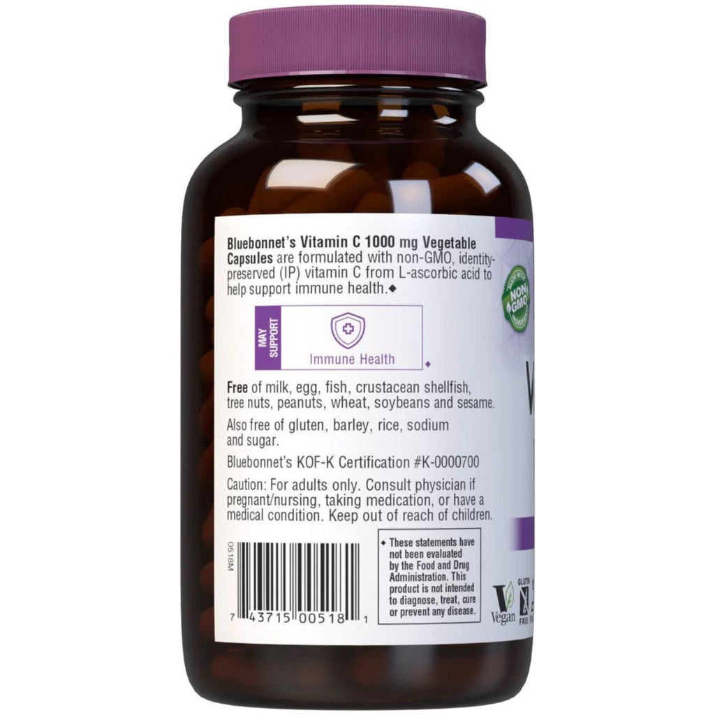 Bluebonnets Vitamin C-1000 mg, 180 Kapseln