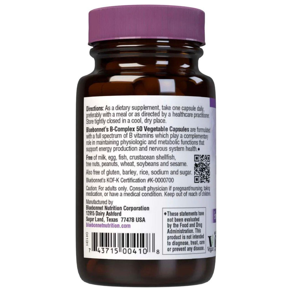 Bluebonnet Nutrition - B-Komplex 50 Hochwirksam - 100 pflanzliche Kapseln