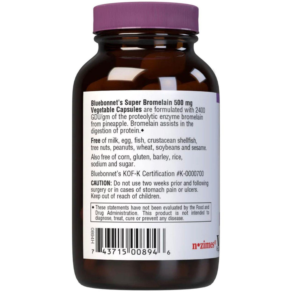 Bluebonnets Super Bromelain 500 mg, 60 pflanzliche Kapseln
