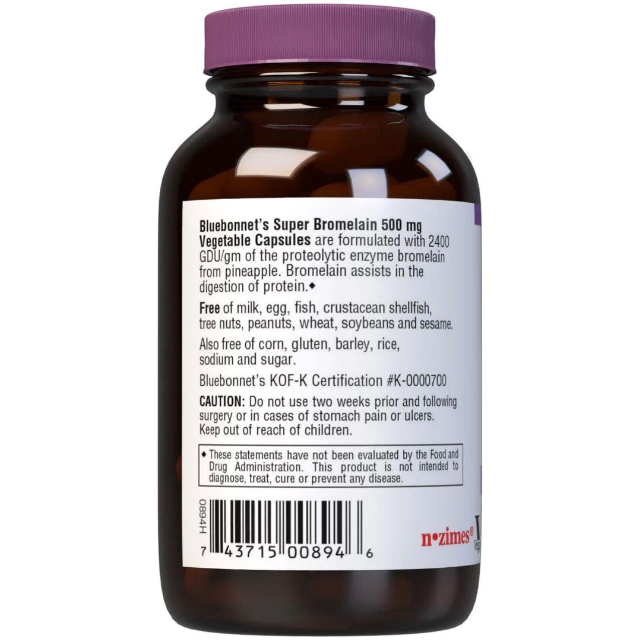 Bluebonnets Super Bromelain 500 mg, 60 pflanzliche Kapseln