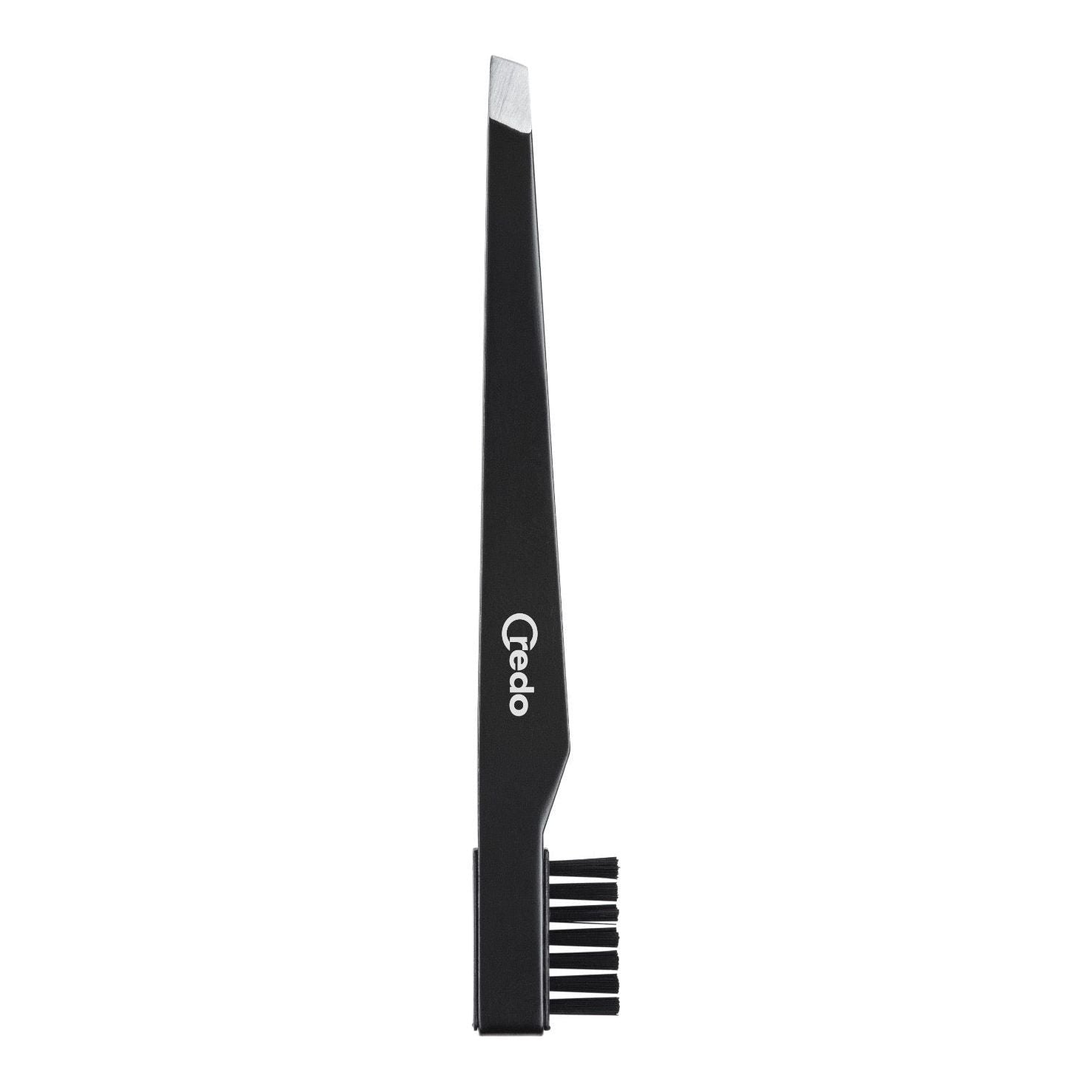 Credo Pinzette mit Augenbrauenbürste 9cm Edelstahl/Schwarz - 16 Oz