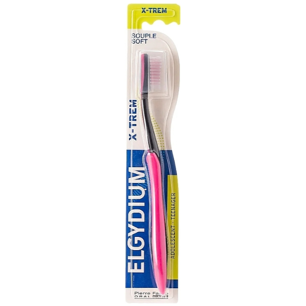 Elgydium X-Trem Teenage Weiche Zahnbürste - Pink/Schwarz