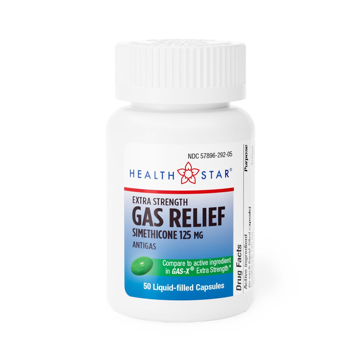 HEALTH STAR Extra Starke Gas Relief Softgels, 125 mg Simethicon, 50 Stück