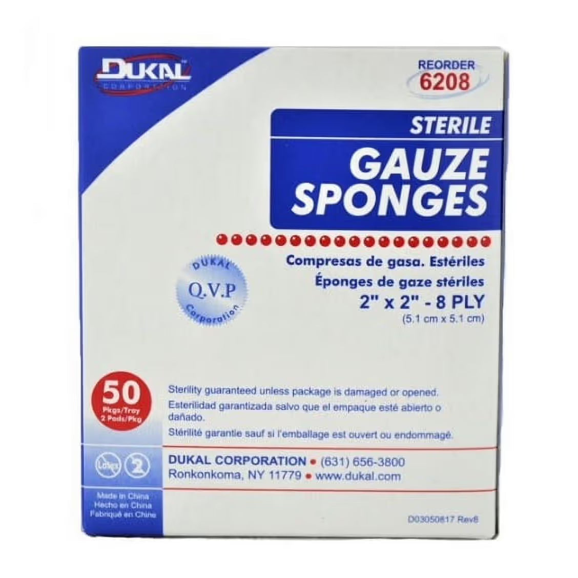 Dukal Sterile Gaze-Tupfer, 5 x 5 cm, 8-lagig (24 Kartons à 50 Packungen)
