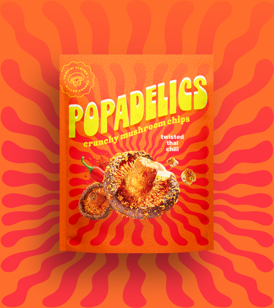 Popadelics Crunchy Mushroom Chips — Twisted Thai Chili | 6-Pack