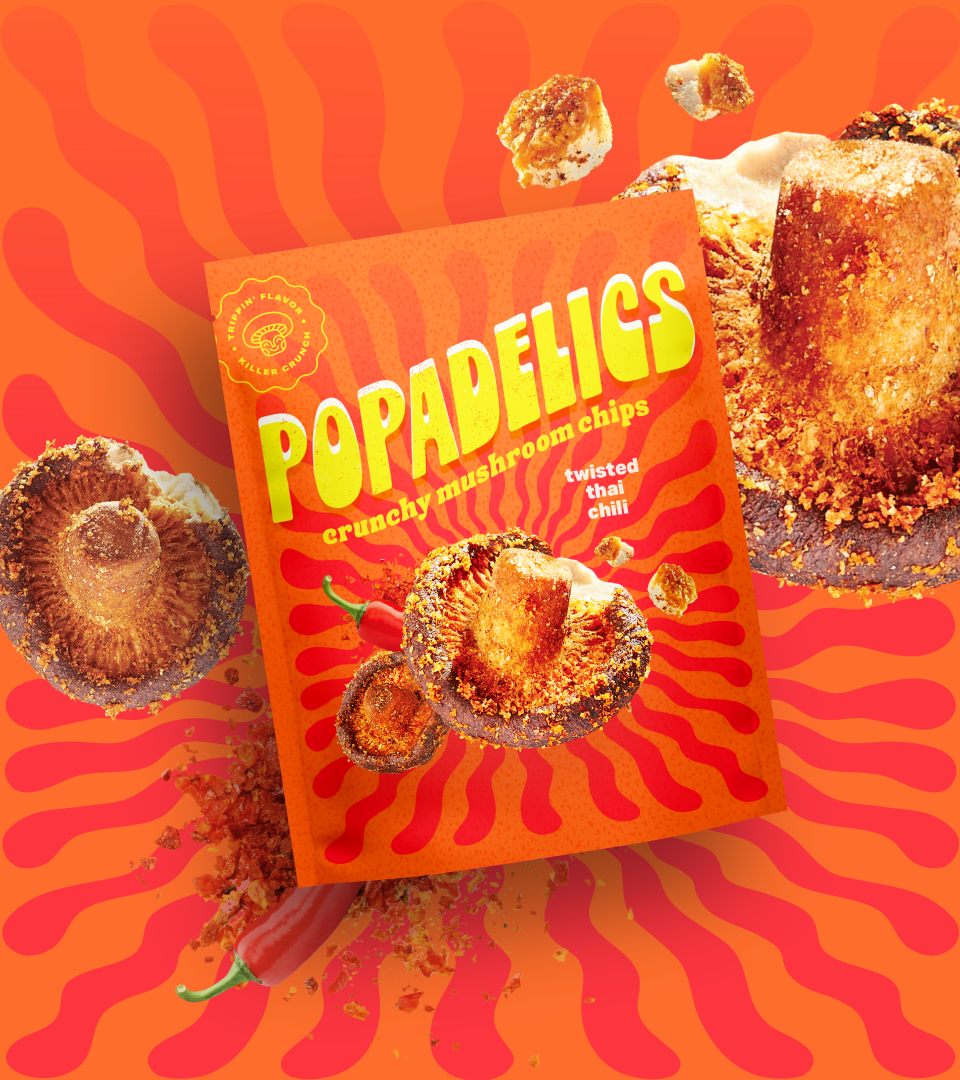 Popadelics Crunchy Mushroom Chips — Twisted Thai Chili | 6-Pack