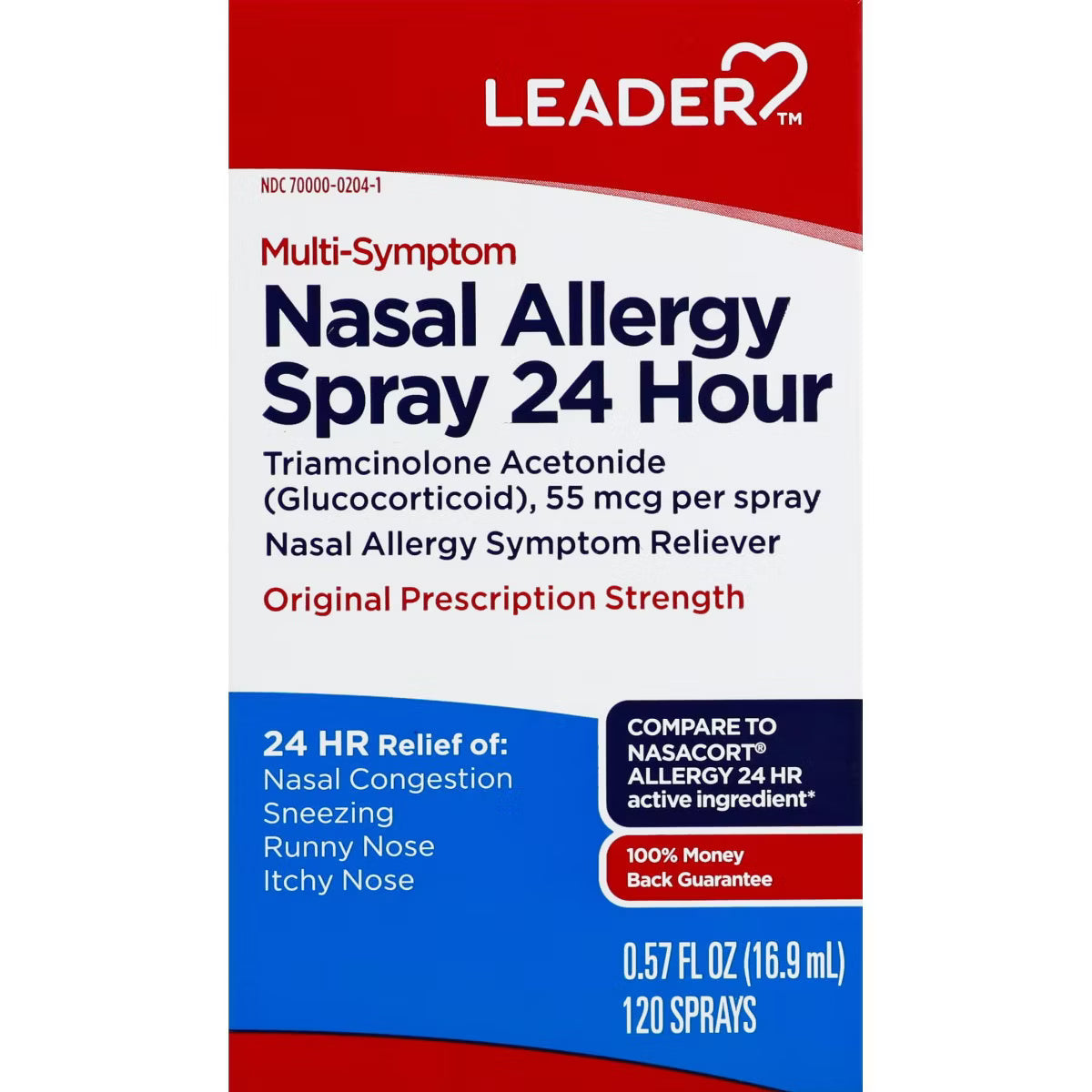 Leader 24-Stunden Multi-Symptom Nasenspray gegen Allergien, Triamcinolonacetonid 55 mcg, 0,57 fl oz