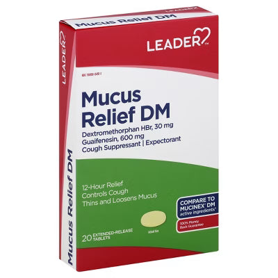 Leader Mucus Relief DM, Tabletten mit verlängerter Wirkstofffreisetzung, 20 St. (Vergleichbar mit Mucinex® DM)