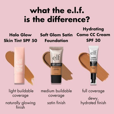 e.l.f. Halo Glow Skin Tint Light Coverage Foundation - Mineral SPF 50 - 6 Light Cool - 1 fl oz
