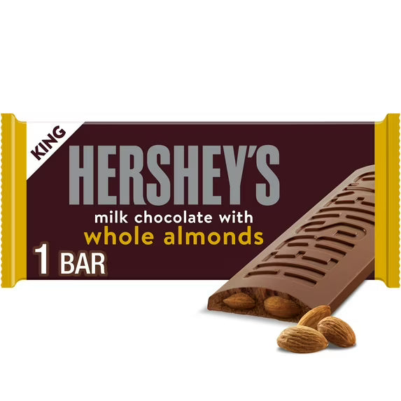 çokollatë qumështi Hershey me bajame të plota King Size, shirit 73.7 g