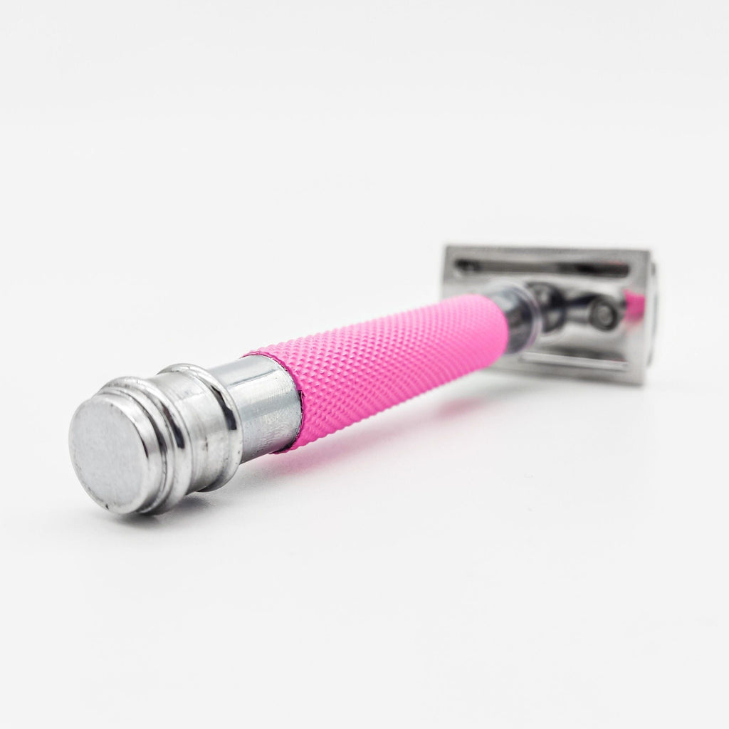Dural Heavy Stroud Rasierkopf Doppelkante Sicherheitsrasierer Duty Pink/Silver + Beutel