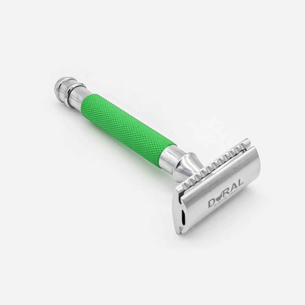Dural Heavy Stroud Head Doppelkanten-Sicherheitsrasierer Duty Grün/Silber + Beutel