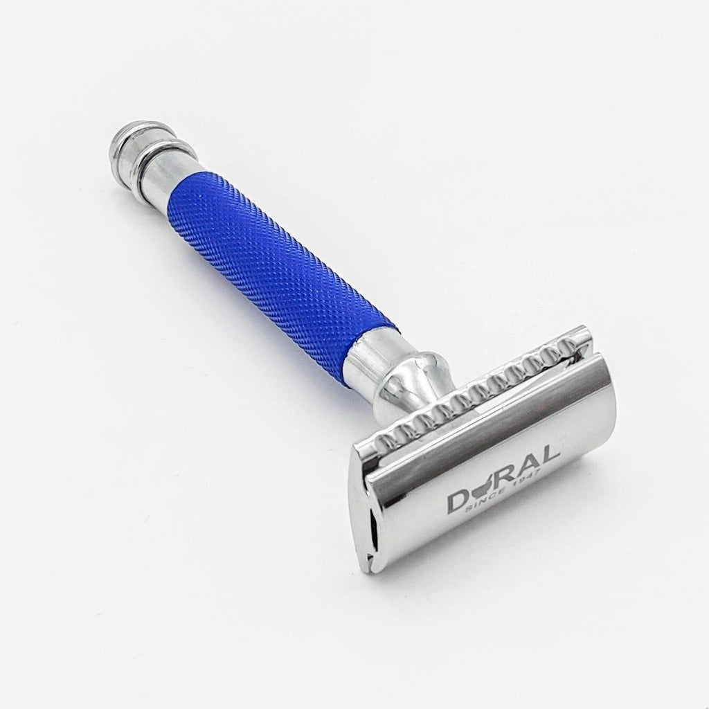 Furce rroje Dural Heavy Stroud Head Double Edge Safety Razor Duty Blu/Argjend + Këllëf