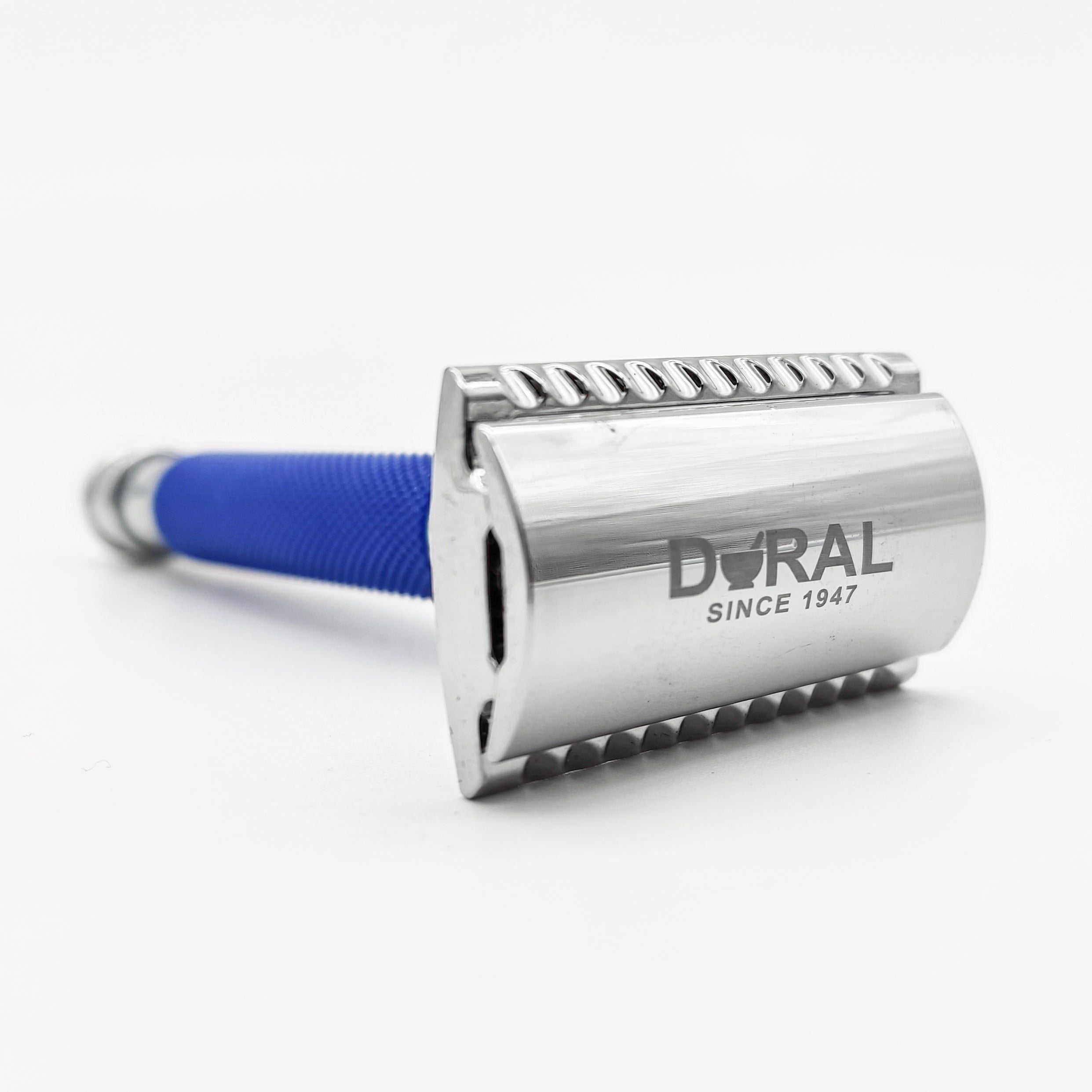 Furce rroje Dural Heavy Stroud Head Double Edge Safety Razor Duty Blu/Argjend + Këllëf