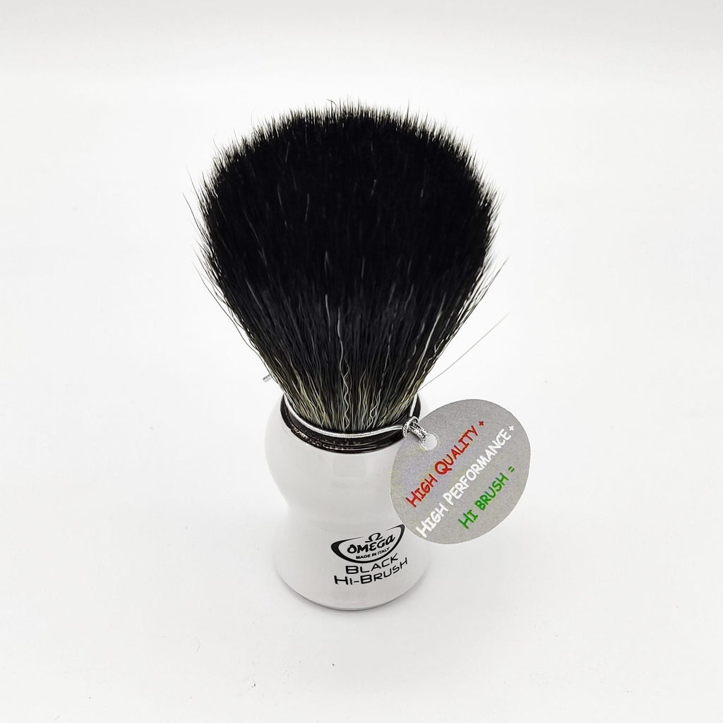 Omega Rasierpinsel weißer Griff 0196745 Hi-Brush Synthetikfaser