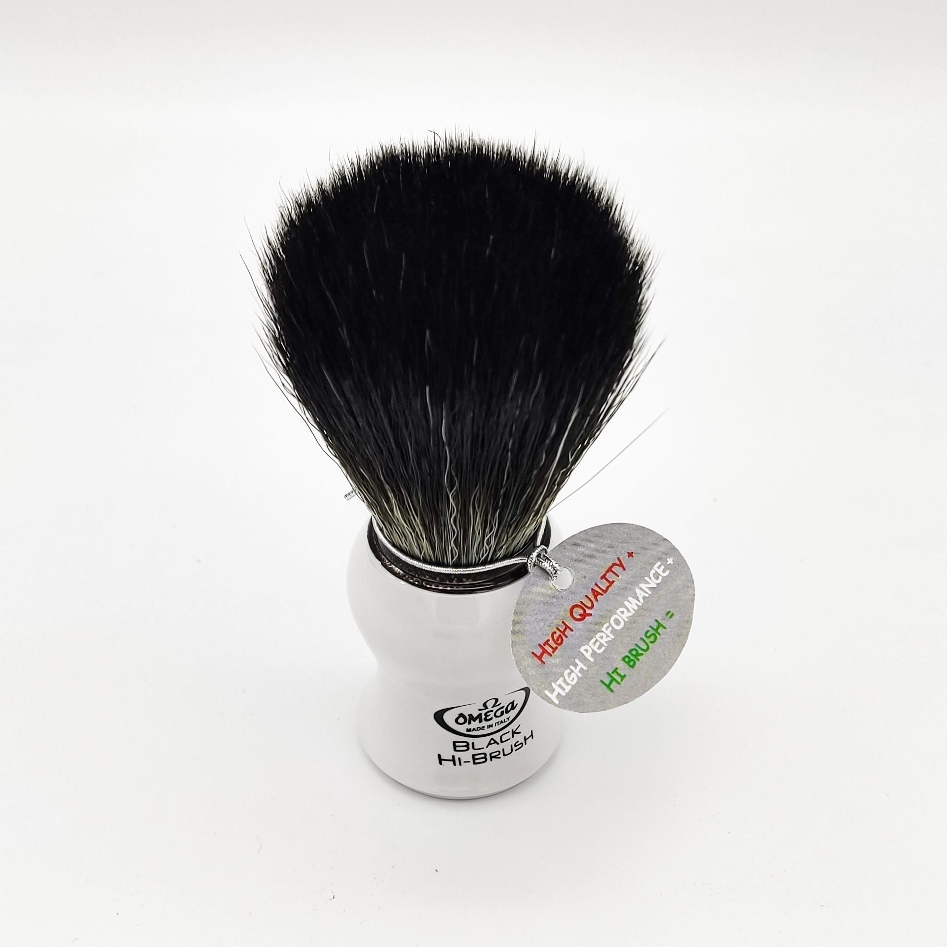 Omega Rasierpinsel weißer Griff 0196745 Hi-Brush Synthetikfaser