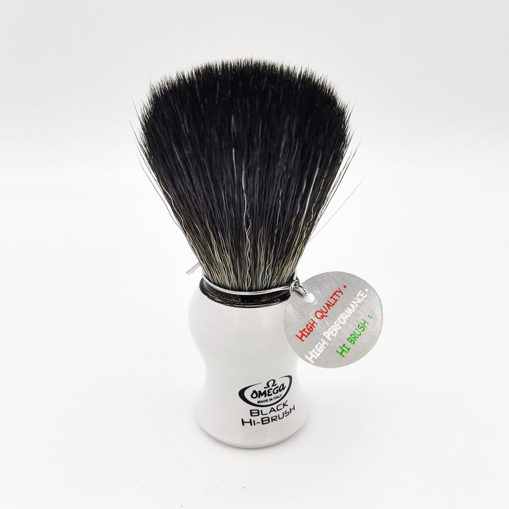 Omega Rasierpinsel weißer Griff 0196745 Hi-Brush Synthetikfaser