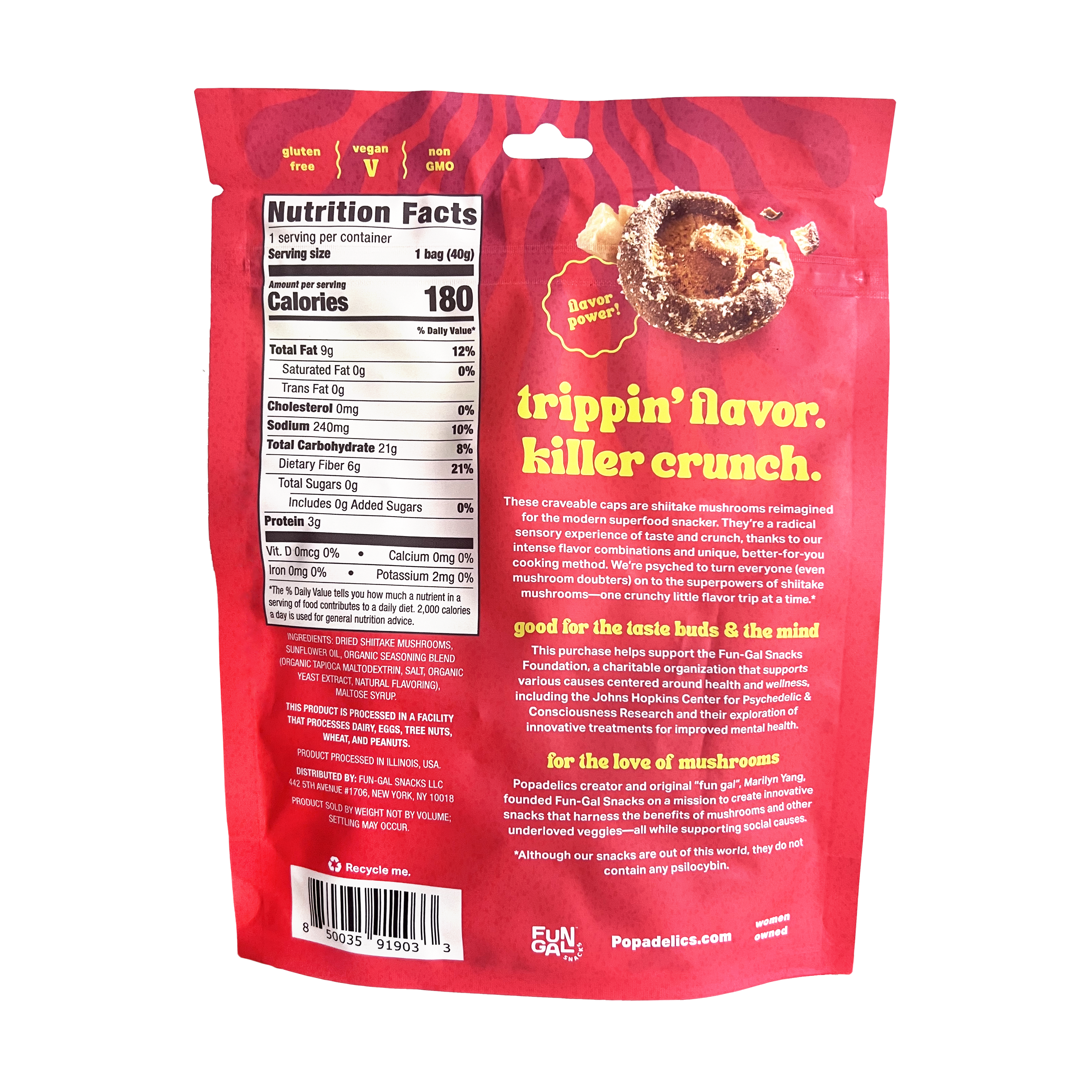 Popadelics Crunchy Mushroom Chips — Trippin' Truffle Parm | 6-Pack