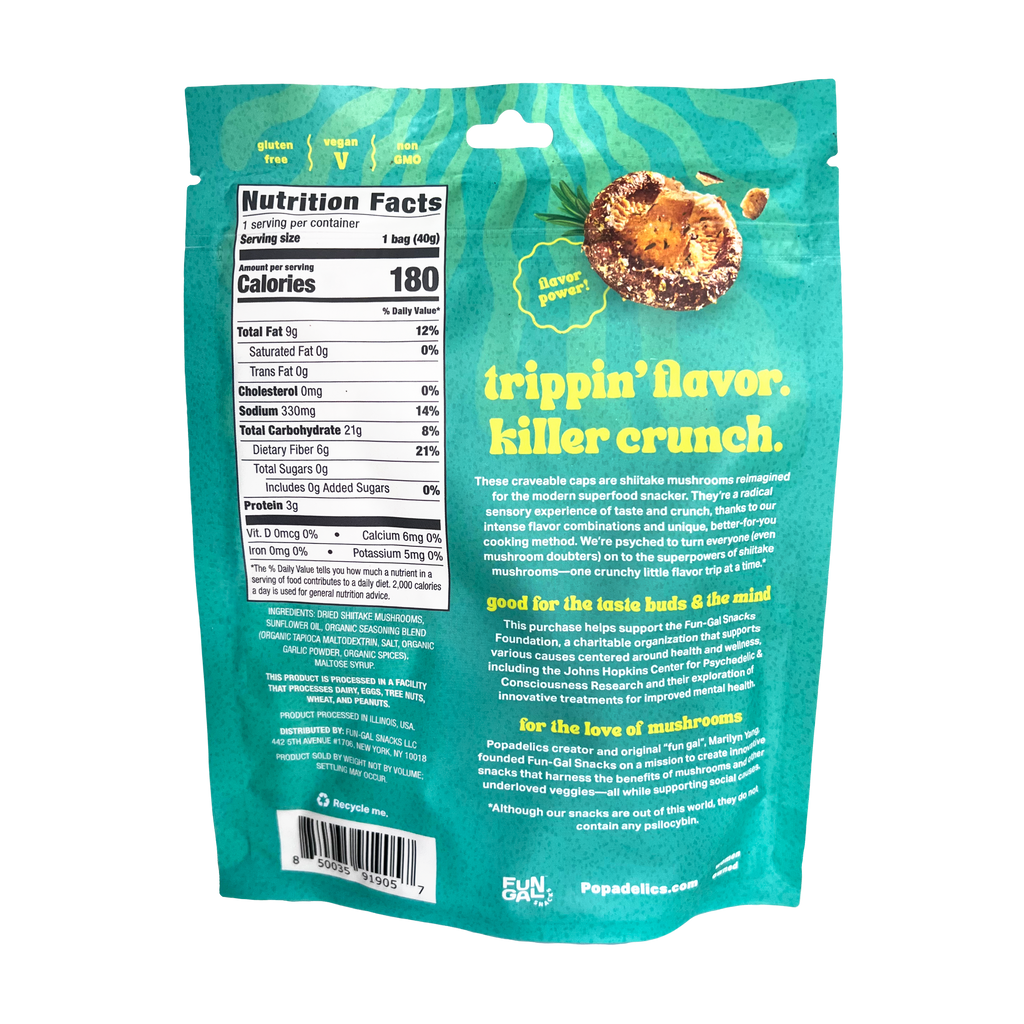 Popadelics Crunchy Mushroom Chips — Rad Rosemary + Salt | 6-Pack