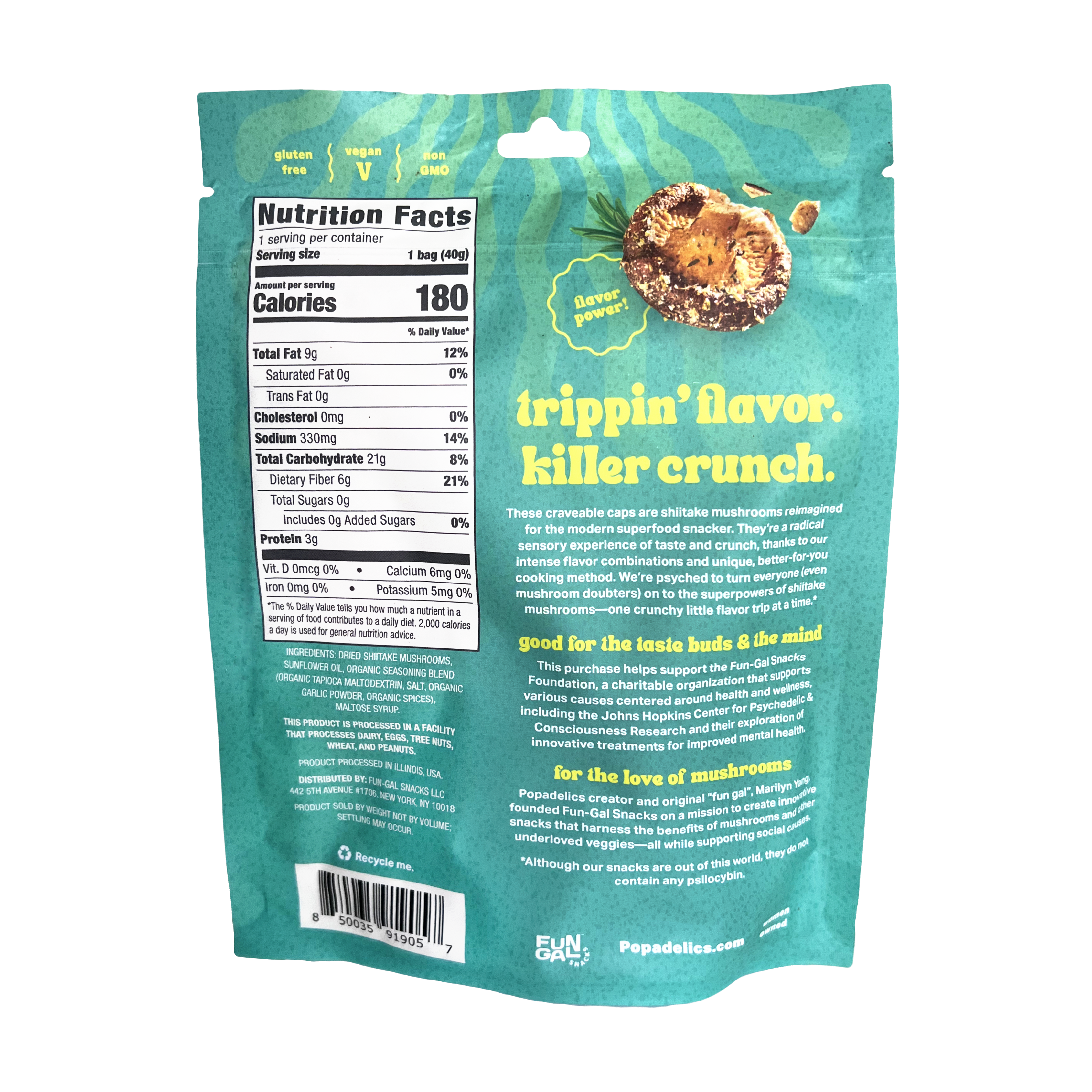 Popadelics Crunchy Mushroom Chips — Rad Rosemary + Salt | 6-Pack