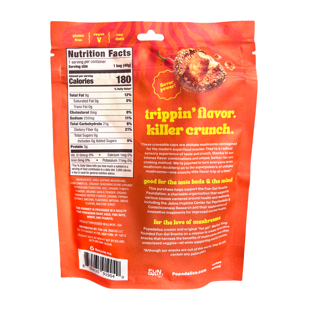 Popadelics Crunchy Mushroom Chips — Twisted Thai Chili | 6-Pack