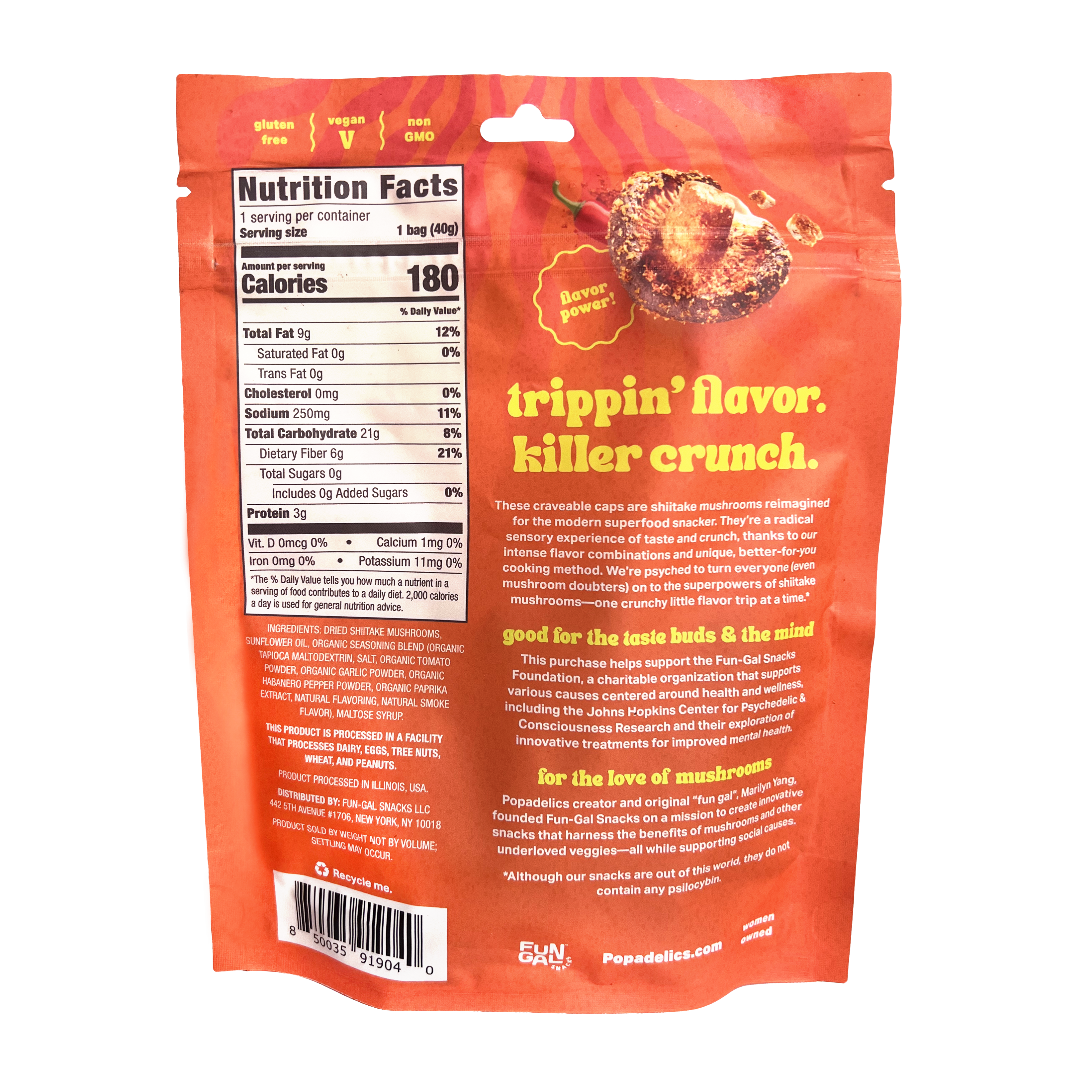 Popadelics Crunchy Mushroom Chips — Twisted Thai Chili | 6-Pack