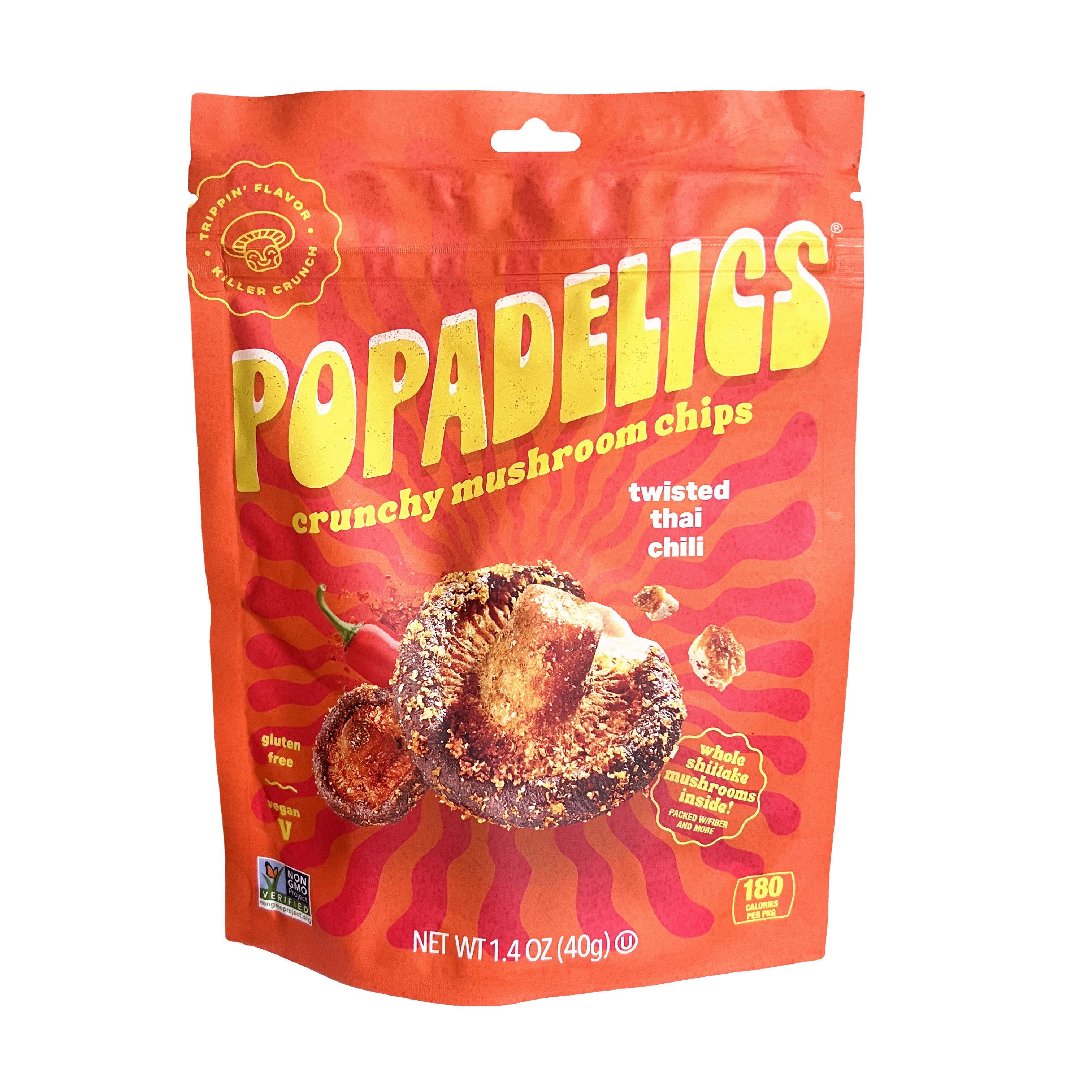 Popadelics Crunchy Mushroom Chips — Twisted Thai Chili | 6-Pack