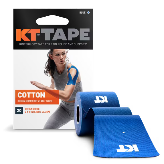 KT Tape Original Cotton Kinesiology-Tape, vorgeschnittene Streifen, Blau, 20 Stück