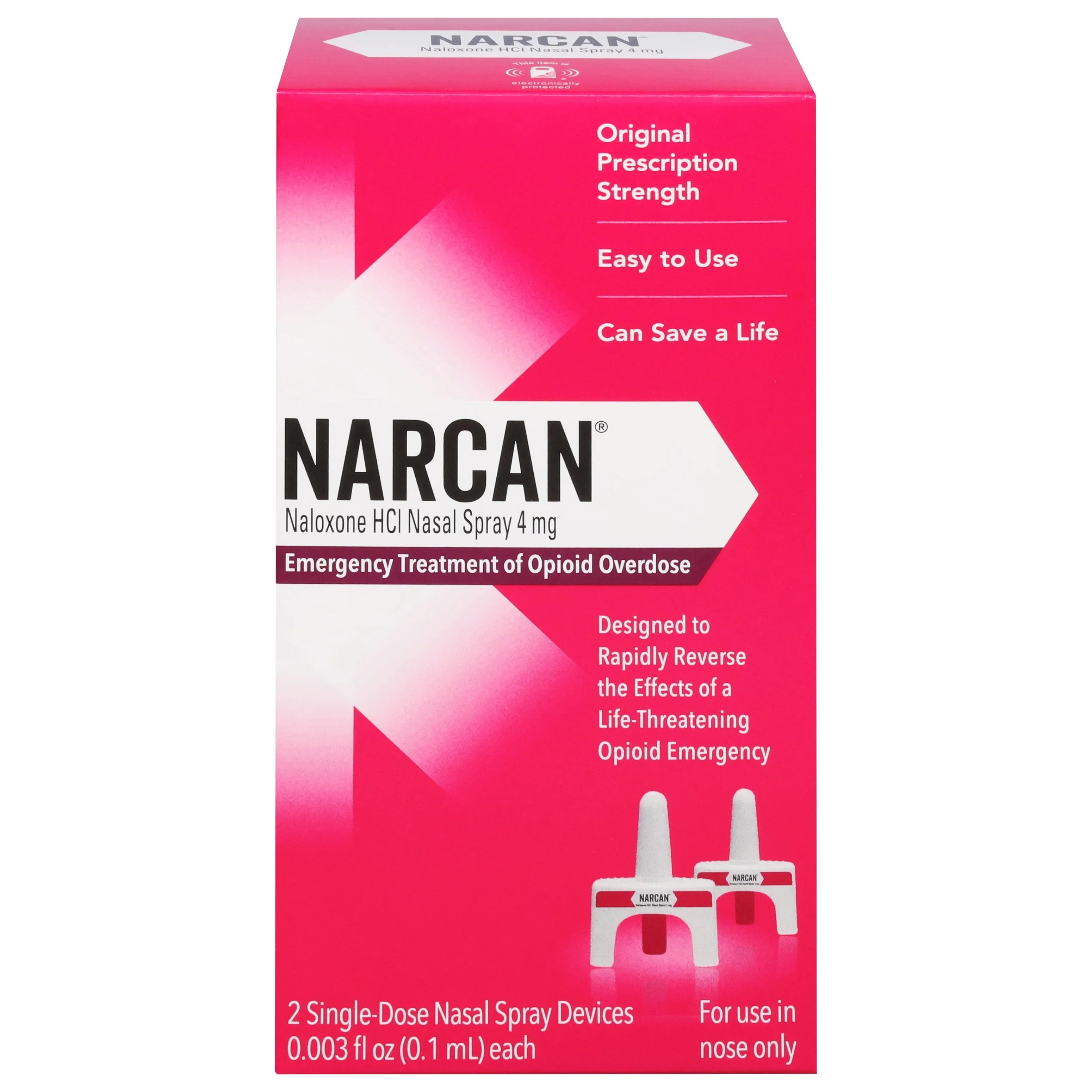 NARCAN Nasenspray 4 mg, Notfallbehandlung von Opioid-Überdosierungen, 2 Einzeldosisgeräte