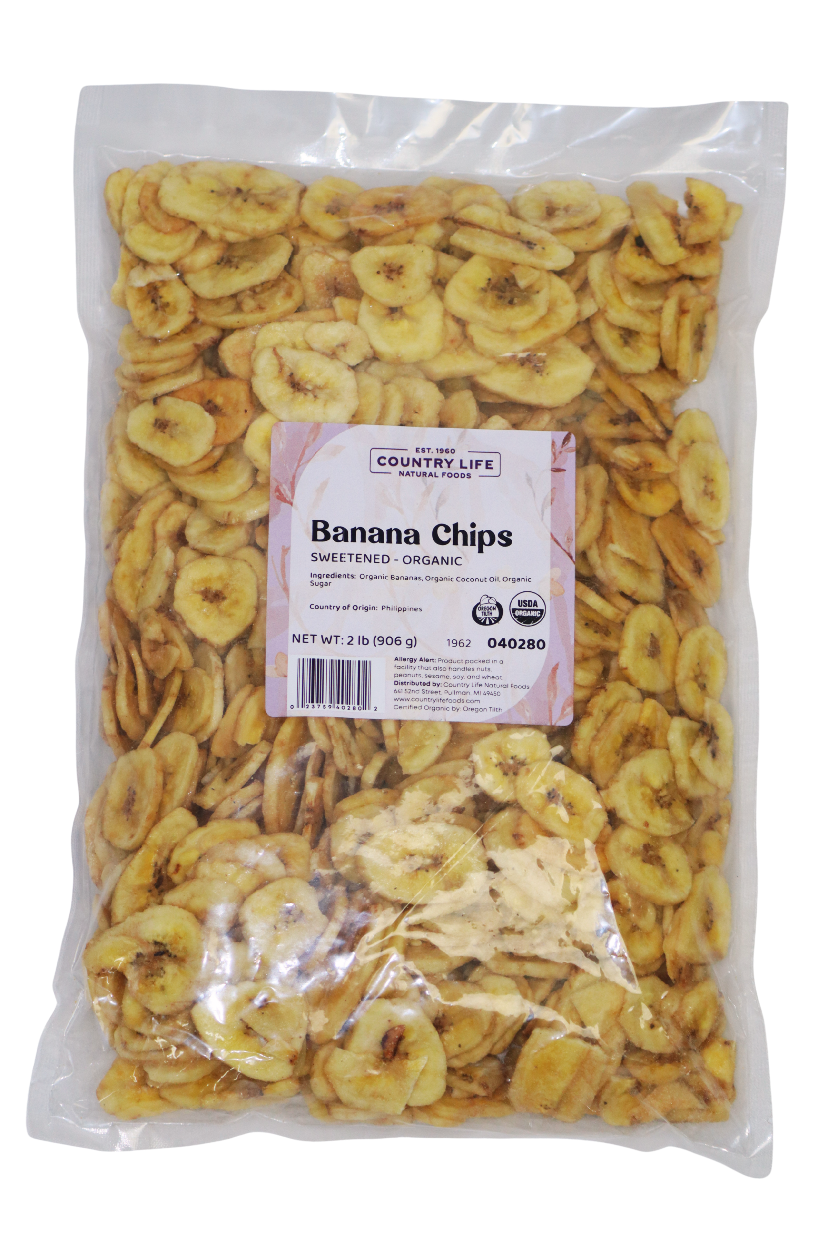 Banana Chips, Sweetened, Organic