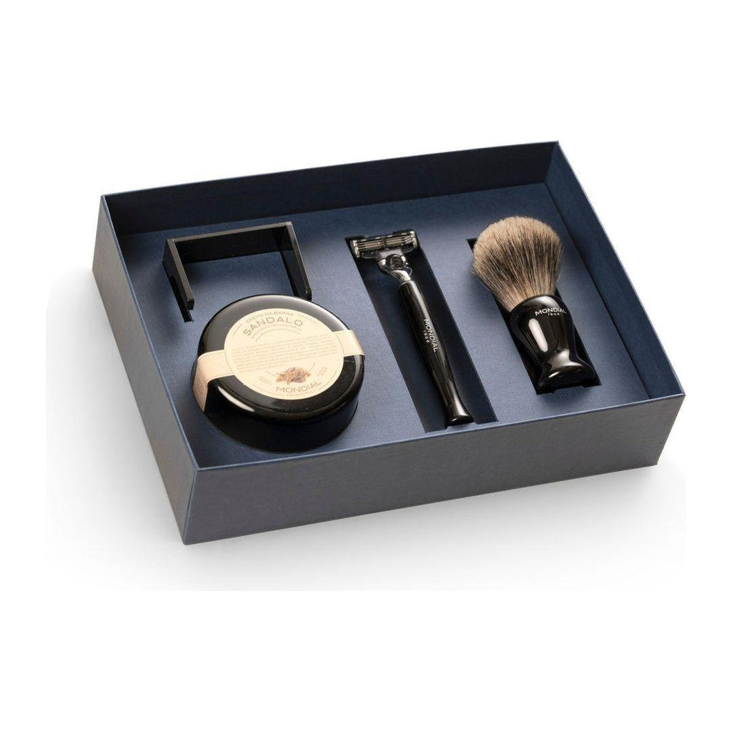 Mondial - 4-teiliges Nassrasur-Set: 'Gibson' Ebenholz-Harz mit Bergamotte & Neroli P/E-6