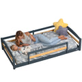 Twin Floor Bed with Safety Guardrails for Kids(Montessori Inspired)