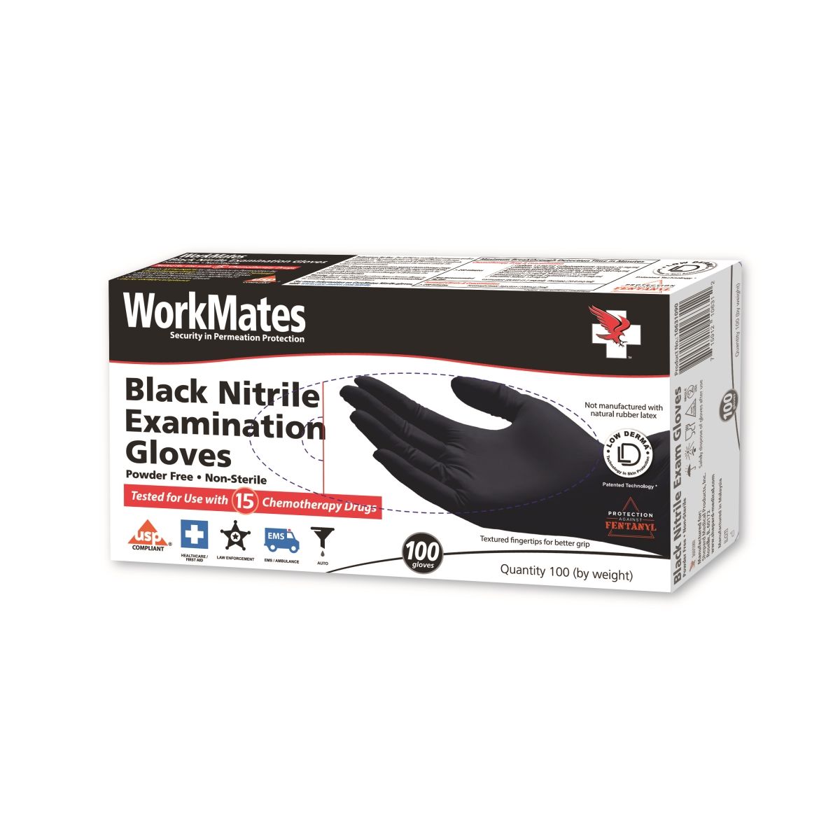 Workmates Nitril-Untersuchungshandschuhe, Schwarz – Größe L – 10er-Karton – 100 St.