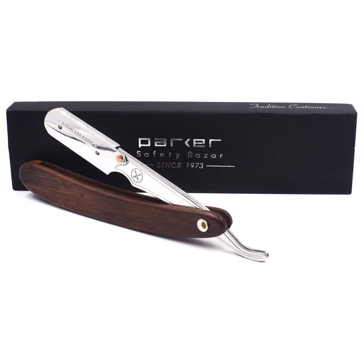 Parker SRDW Rasiermesser mit dunkelbraunem Palisanderholzgriff aus rostfreiem Edelstahl