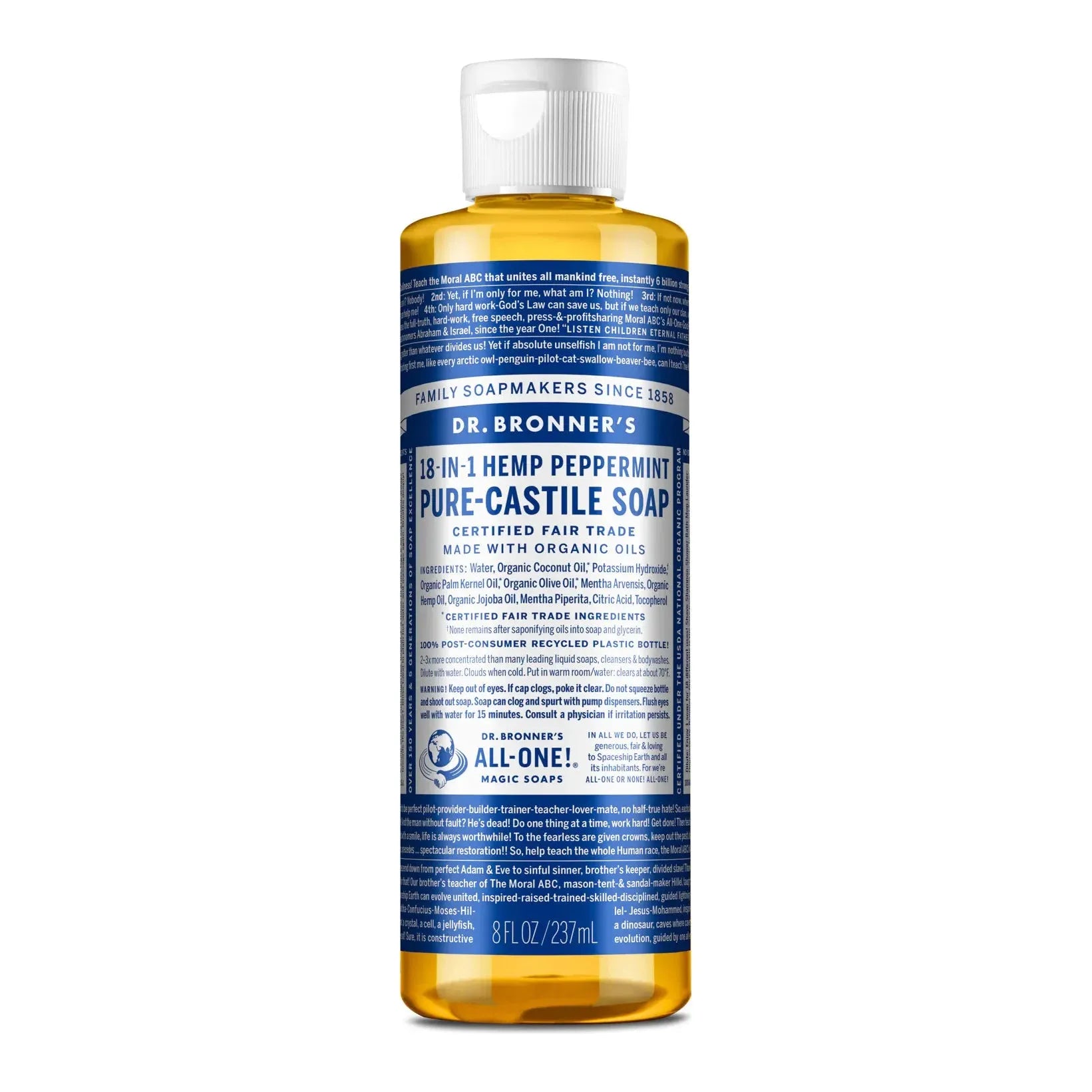 Sapun i Lëngshëm Kastili i Pastër Organik Mente Dr. Bronner's 8 fl oz