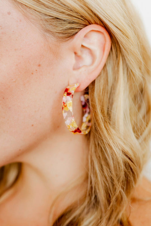 Ashley Medium Hoop Earrings - Autumn Bouquet
