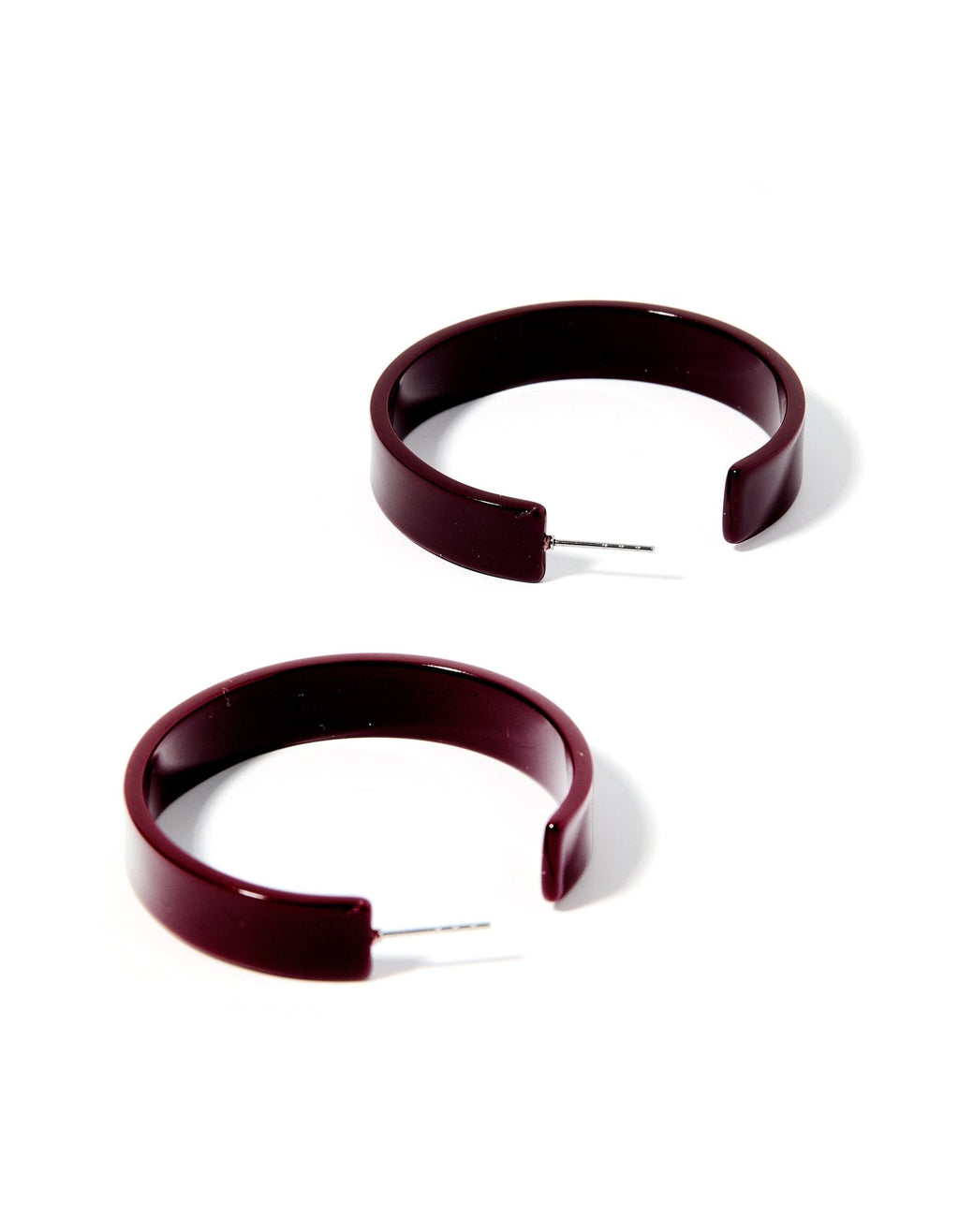 Ashley Medium Hoop Earrings - Maroon
